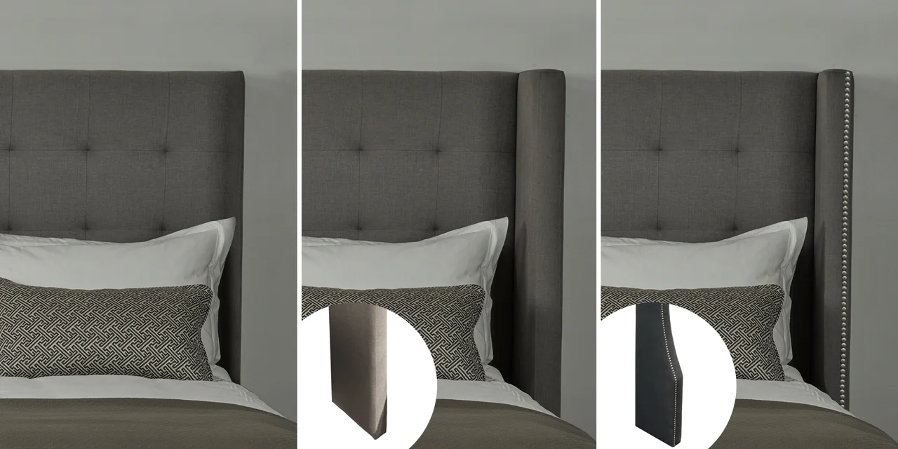 Add depth to your headboard with a square or curved wing.